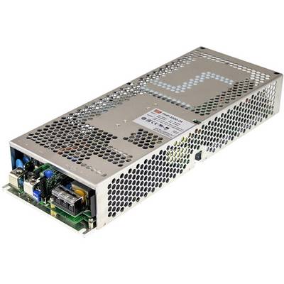 Kovový spínaný napájací zdroj s vetracími mriežkami a viditeľnými elektronickými komponentmi. Vhodný pre priemyselné aplikácie.