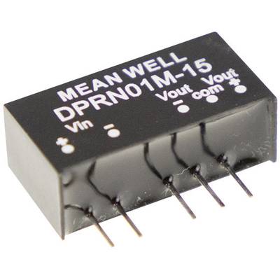 MEAN WELL DPRN01M-15 - Modul s konektormi pre Vin, Vout, com. Elektronická súčiastka na reguláciu napätia.