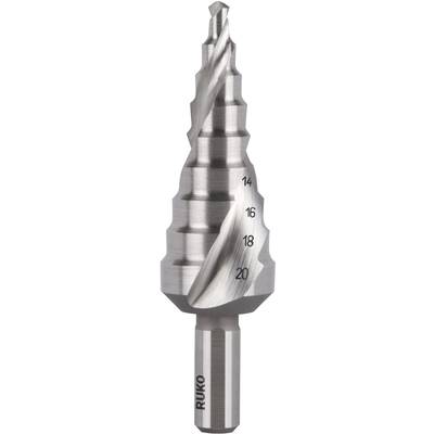 RUKO 101051 stupňovitý vrták 4 - 20 mm HSS Celková dĺžka 75 mm kužeľový záhlbník 1 ks