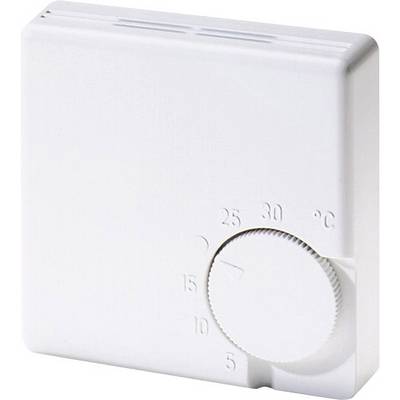 Biely priestorový termostat s otočným ovládaním od 5 do 30 stupňov Celzia, aktuálne nastavený približne na 23 stupňov.