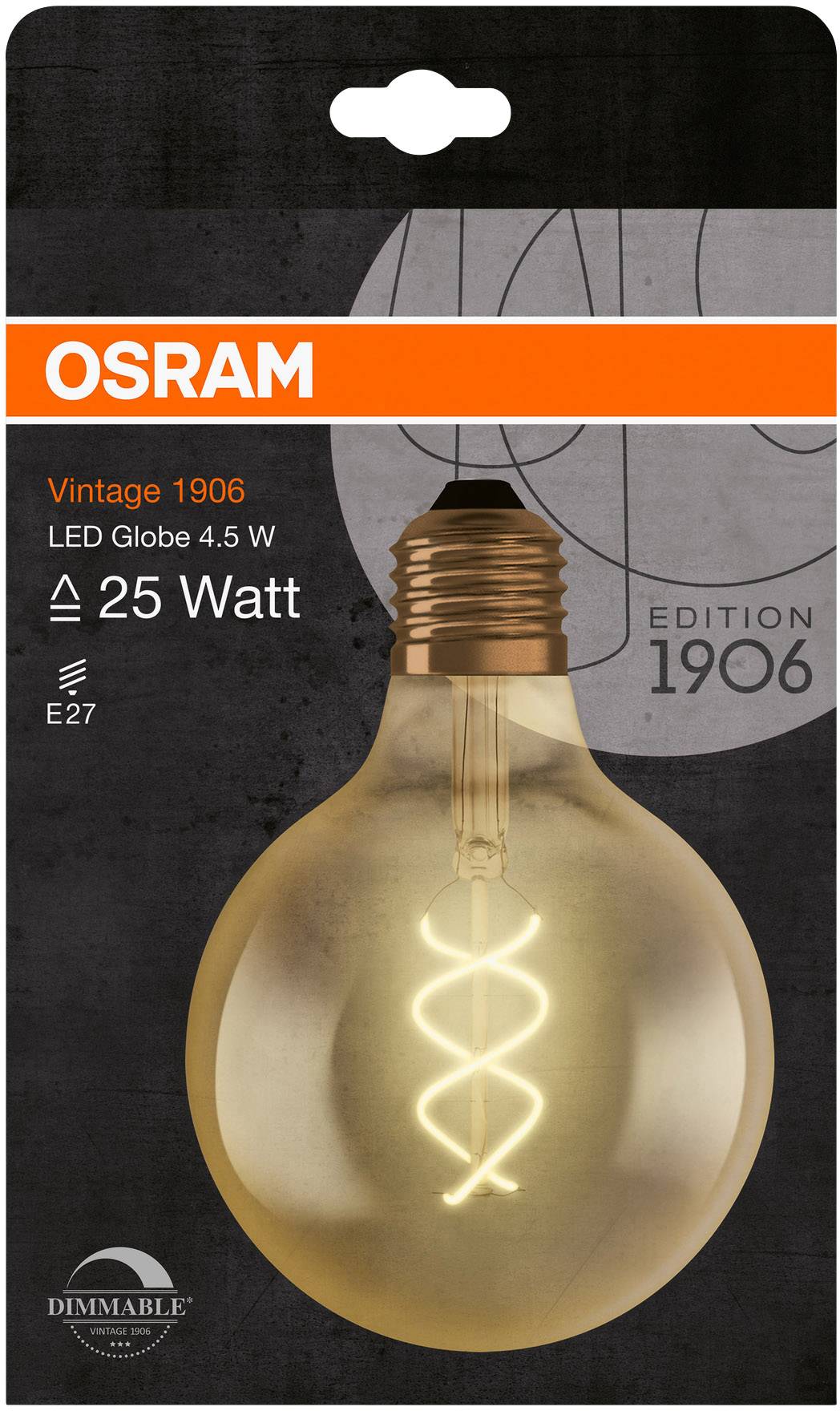 OSRAM HOMELIGHTING 4058075270008 LED (monocolore) ERP G (A - G) E27 Forma di palla 4 W = 28 W Bianco caldo (Ø x L) 124 mm x 168 mm 1 pz.