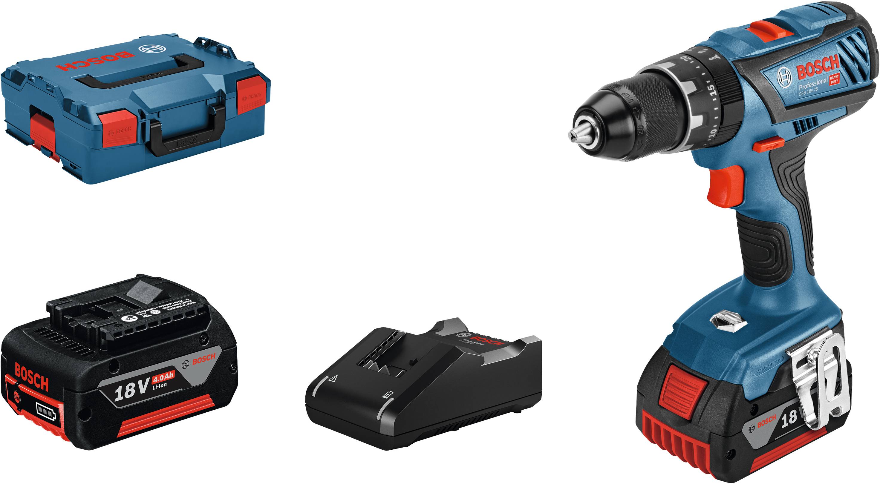 Bosch Professional GSB 18V-28 -Slagborrmaskin batteri inkl. 2x batterier