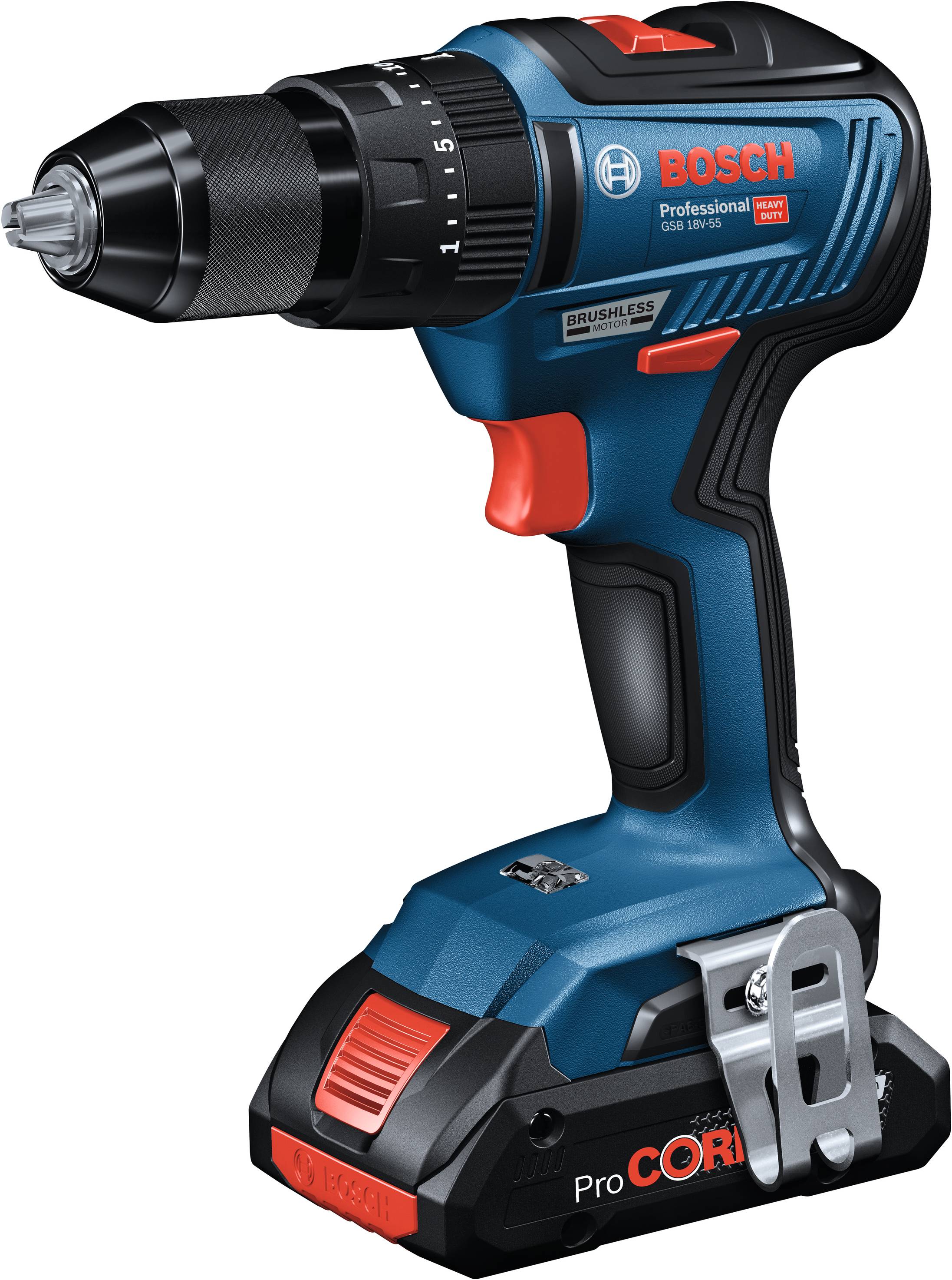 Bosch Professional GSB 18V-55 Solo 2-växel-Slagborrmaskin batteri exkl. batteri/laddare, Utan laddare, inkl. väska