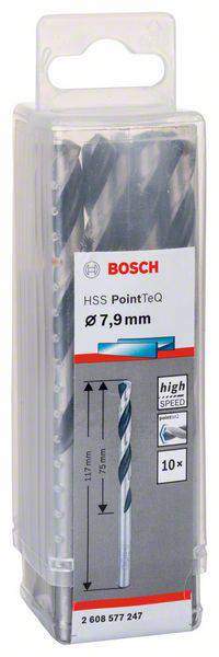 Balenie vrtákov od Bosch, 10 kusov, priemer 7,9 mm, HSS PointTeq pre rýchle vŕtanie do kovu.