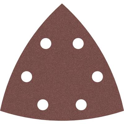 Trojuholníkový brúsny papier so šiestimi otvormi, typicky používaný pre delta brúsku.