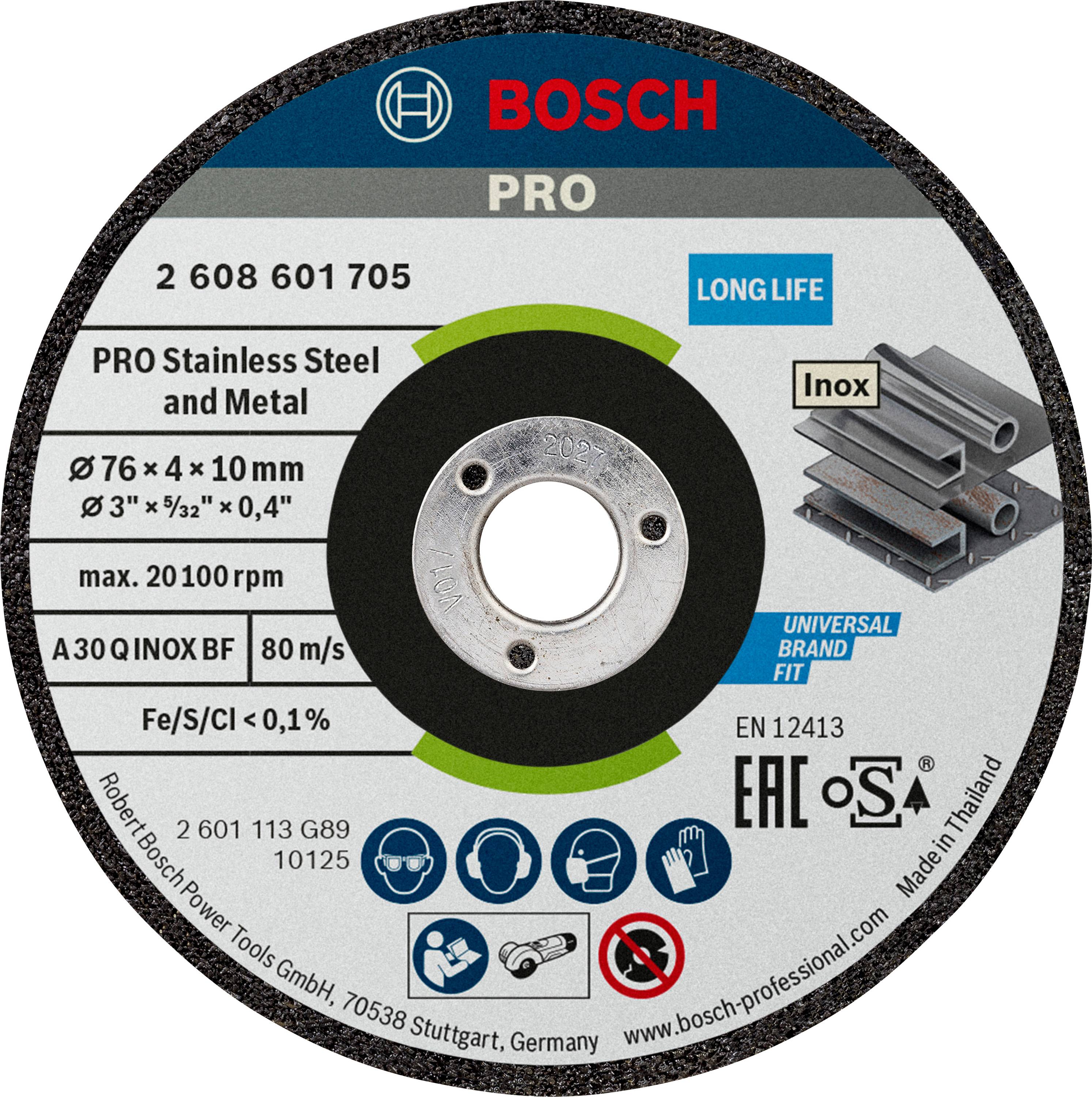 Bosch Accessories 2608601705 2608601705 Disco di sgrossatura dritto Diametro 76 mm Ø foro 10 mm 2 pz.