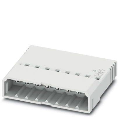 Biela plastová svorka s viacerými otvormi, používaná na elektrické pripojenia v elektronických zariadeniach.