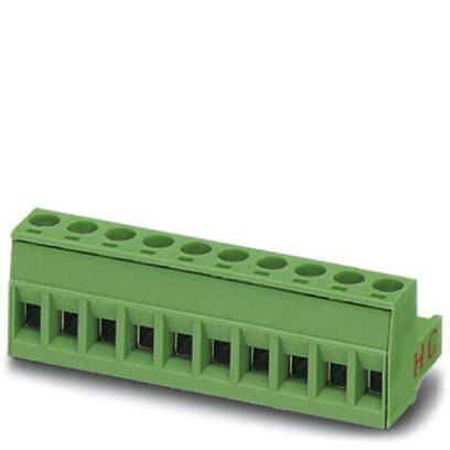 Zelený konektor s ôsmimi pripojovacími bodmi pre elektrické káble, vhodný pre dosky plošných spojov a elektronické systémy.