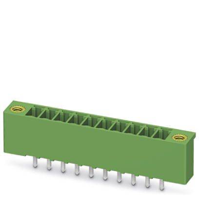 Zelený elektronický konektor s viacerými pinmi, vhodný na použitie v doskách plošných spojov pre elektrické prepojenia.