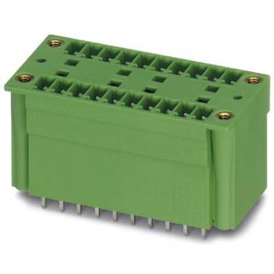 Zelený konektor s dvoma radmi pinov, použiteľný pre elektronické prepojenia na doske plošných spojov.
