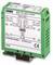 Zelený napájací modul Phoenix Contact s označením 'MCR-PS-24DC/2x24DC', zobrazujúci elektrické schémy a CE značku.