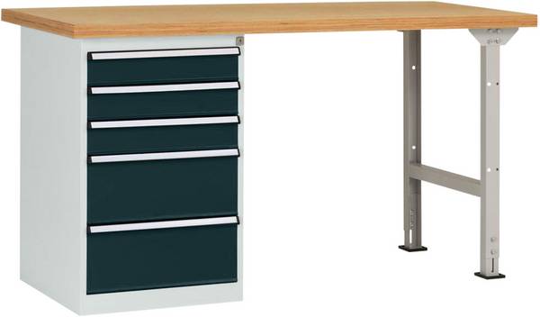 Manuflex WC5114.7016 Systém pracovných stolov COMBI model 7 s multiplexnou doskou, ŠxHxH = 1500 x 700 x 840 mm (š x h) 1500 mm x 700 mm