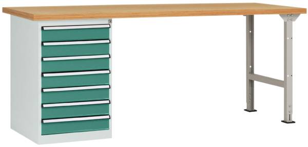 Manuflex WC5120.0001 Pracovný stôl COMBI model 6 s multiplexnou doskou, ŠxHxH = 2000 x 700 x 840 mm (š x v x h) 2000 x 800 x 700 mm