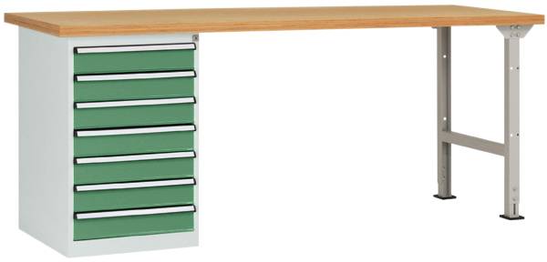Manuflex WC5118.6011 Systém pracovných stolov COMBI model 6 s multiplexnou doskou, ŠxHxH = 1500 x 700 x 840 mm (š x h) 1500 mm x 700 mm