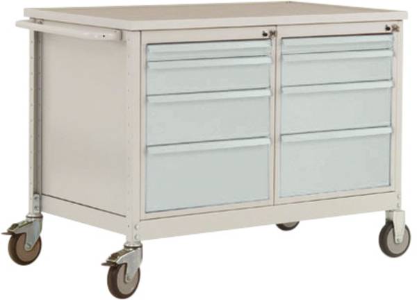 Manuflex LW1004.7016 Mobilný pracovný stôl ESD model 4 so zásuvkami, ŠxHxH 1135 x 590 x 805 mm