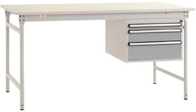 Manuflex BB5261.9006 Tavolo di appoggio completo BASE fisso con piano in melamina + base alloggiamento, LxTxA: 1000 x 800 x 780 mm Argento