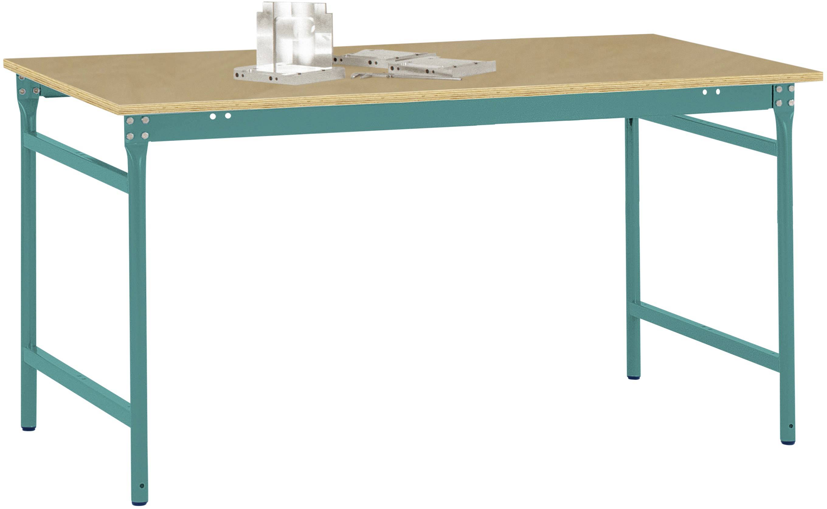 Manuflex BB3035.5021 Tavolino BASE fisso con piano multiplex in blu acqua RAL 5021, LxTxA: 1250 x 600 x 780 mm Blu acqua