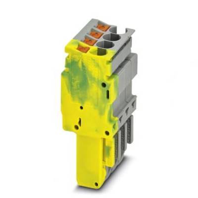Žlto-sivý elektrický konektorový komponent s viacerými zásuvkami, vhodný pre priemyselné aplikácie.