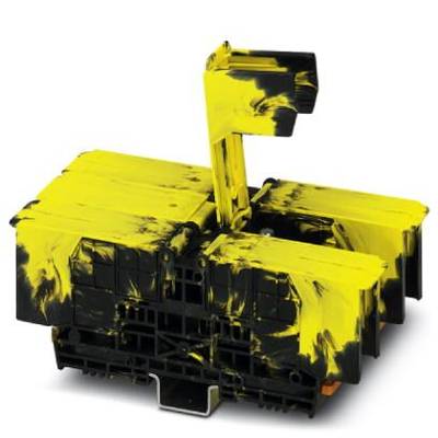 Hračkársky robot zostavený z žltých a čiernych kociek, pripomínajúci psa.