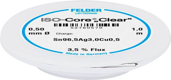 Felder ISO-Core "Clear" SAC305 spájkovací cín cievka Sn96,5Ag3Cu0,5   0.5 mm