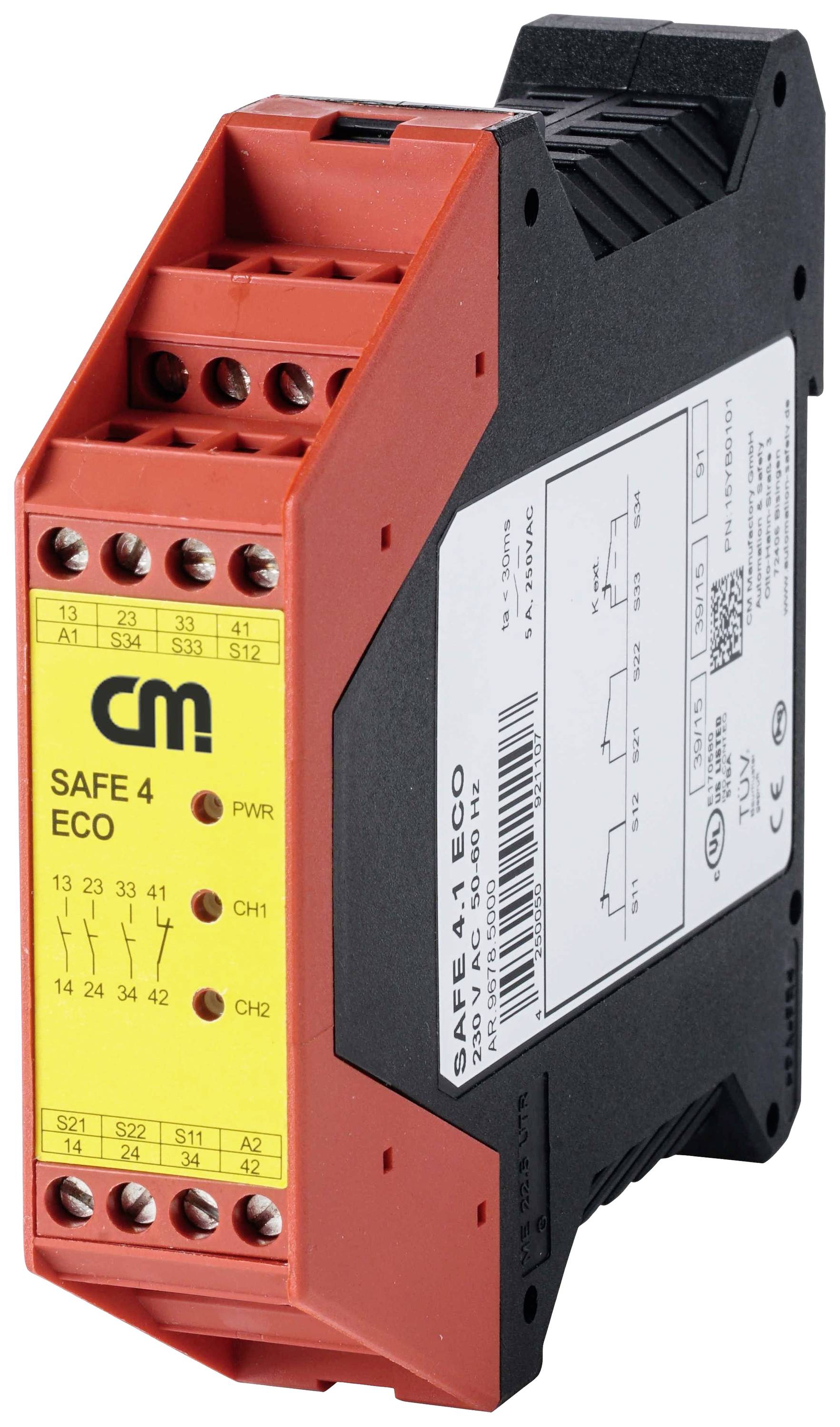 CM Manufactory Veiligheidsrelais SAFE 4.3eco Voedingsspanning (num): 24 V/DC, 24 V/AC 3x NO, 1x NC LED-weergave 1 stuk(s) afbeelding