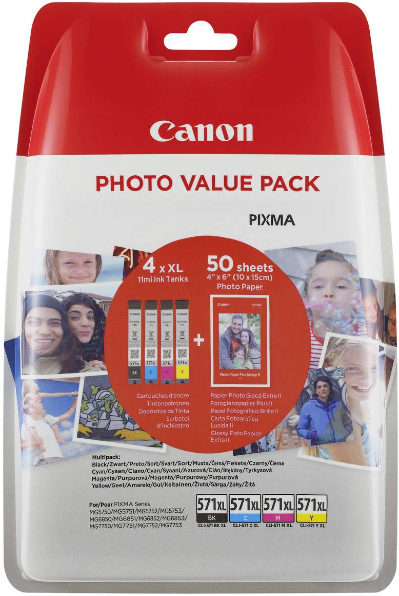 Canon CLI-571 XL atramenty originál čierna, zelenomodrá, purpurová, žltá