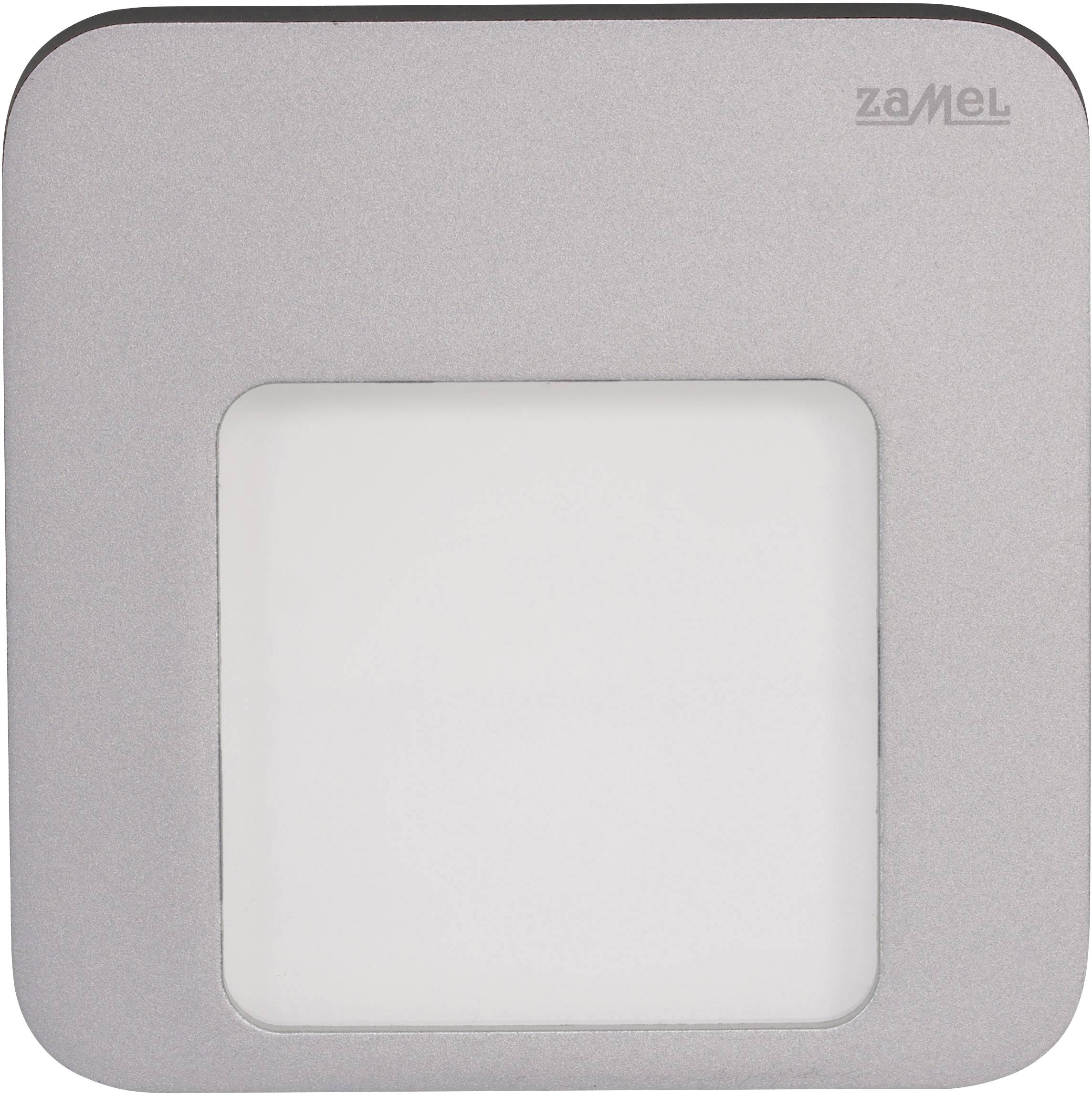 Osvetlené štvorhranné LED nočné svetlo so zaoblenými rohmi a sivým rámikom, vhodné pre jemné osvetlenie v interiéroch.