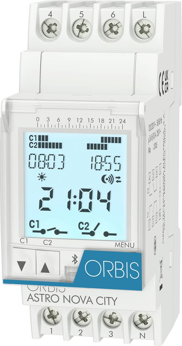 ORBIS Zeitschalttechnik ASTRO NOVA CITY 230 V OB178012 časovač na DIN lištu, digitálny, 2 x prepínač