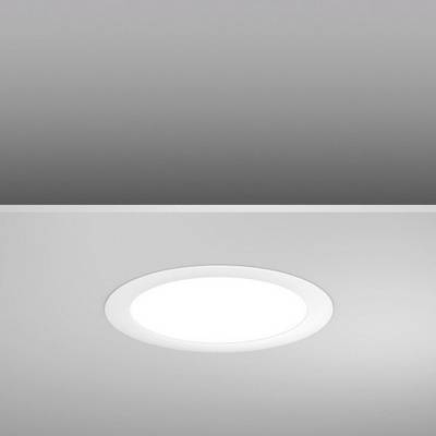 Okrúhle LED vstavané svietidlo montované na strope, ktoré vyžaruje rovnomerné biele svetlo. Ideálne na osvetlenie interiérov.
