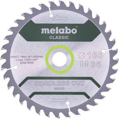 Kotúč na okružnú pílu 'metabo CLASSIC', na bezdrôtové rezanie dreva, priemer 165 mm, 36 zubov, max. 10 000 ot./min.