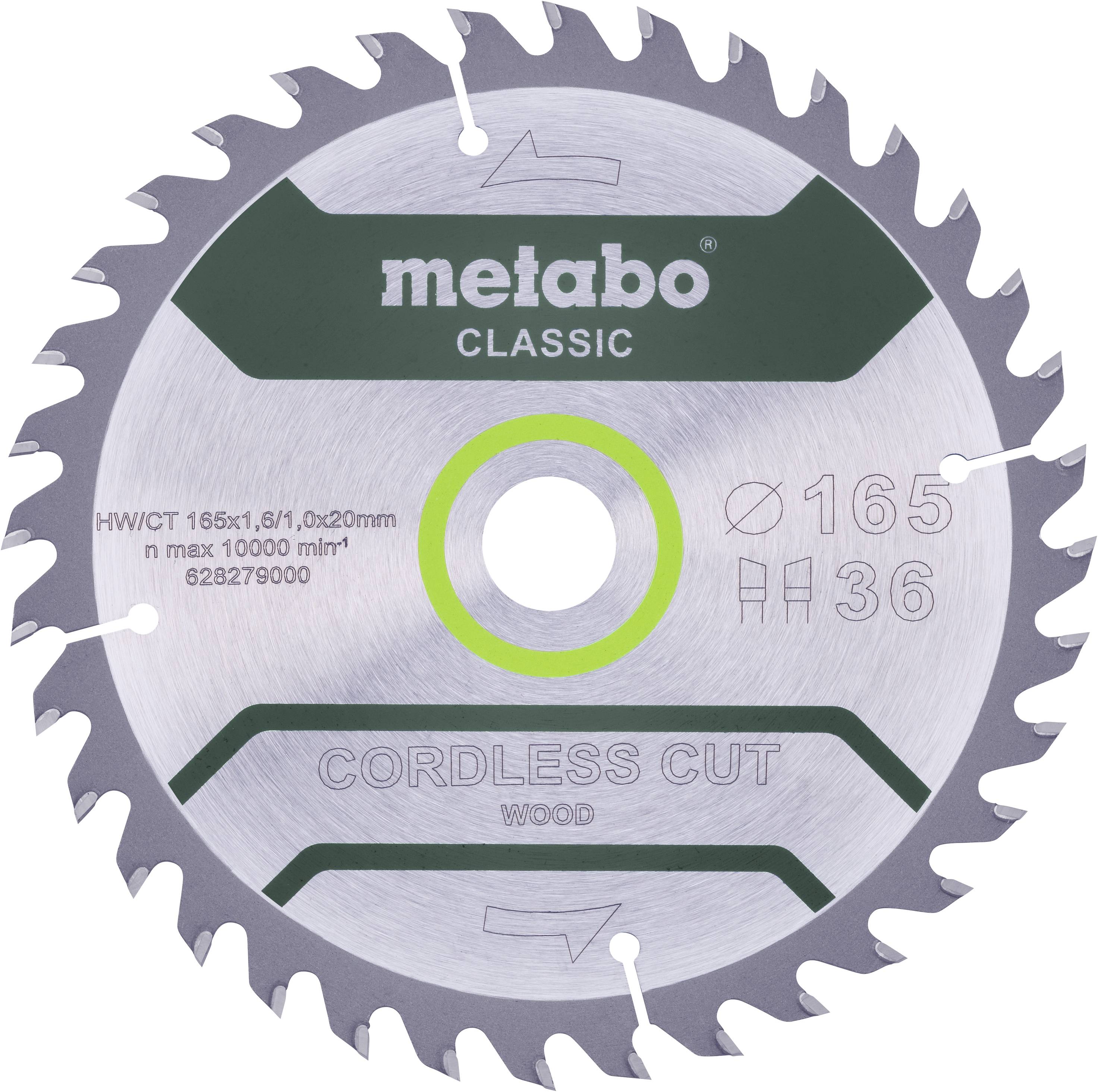 Metabo CORDLESS CUT WOOD CLASSIC 628660000 Lama circolare 165 x 20 x 1 mm Numero di denti: 36 1 pz.