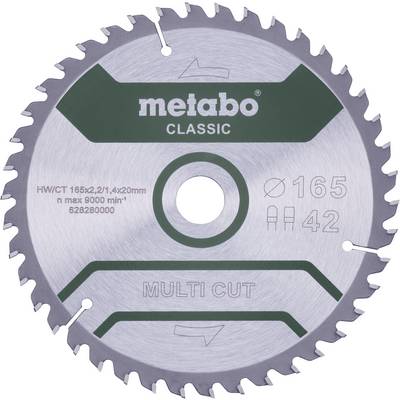 Pílový list 'Metabo', priemer 165 mm, 42 zubov, vhodný pre viacúčelové rezné aplikácie.