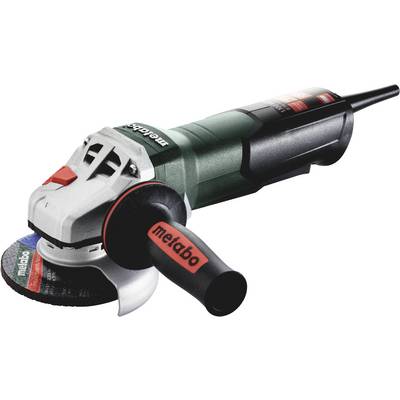 Uhlová brúska značky Metabo s Metabo brúsnym tanierom a ergonomickou rukoväťou, vhodná na hrubé brúsenie a rezanie.