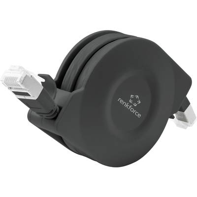Renkforce RF-4476386 RJ45 sieťové káble, prepojovacie káble CAT 6A U/FTP 1.50 m čierna ploché vyhotovenie, vrátane autom
