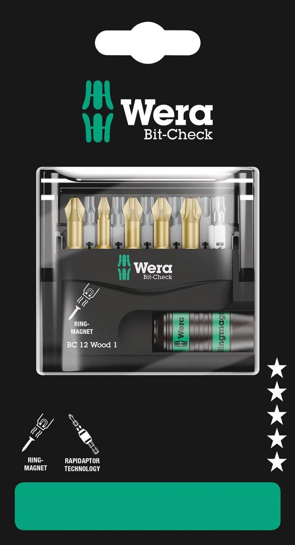 Wera Bit-Check 12 Wood 1 SB 05136390001 sada bitov  1/4" (6,3 mm) vr. držiaku bitov