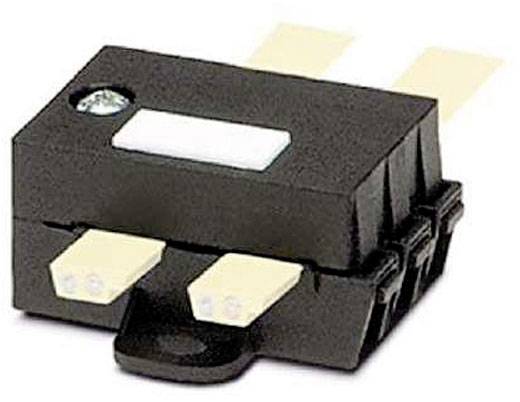 Čierny elektrický miniatúrny spínač s dvoma výstupnými kovovými kontaktmi; používa sa v elektronických zariadeniach.