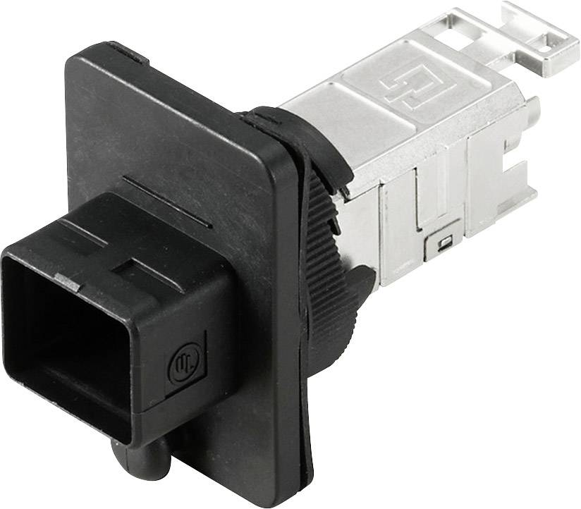 Elektronická súčiastka s čiernym plastovým krytom a kovovým upevnením, pravdepodobne elektrický spínač alebo senzor.