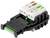 Detail ethernetového RJ45 konektora so farebnými označeniami pre pripojenie káblov.