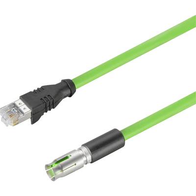 Zelený ethernetový kábel s RJ45 konektorom vľavo a TAE konektorom vpravo, vhodný pre sieťové pripojenia.