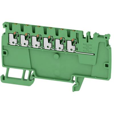 Zelený elektrický konektor v podobe svorkovnice so šiestimi pripojeniami. Používa sa na prepojenie káblov v elektrických zariadeniach.