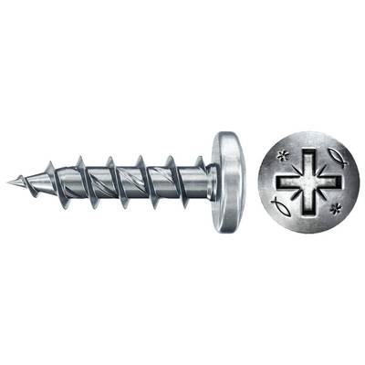 Kovový skrutok s hviezdičkovitou Phillips/Torx stylu hlavou, zobrazený v blízkom zábere na bielom pozadí.