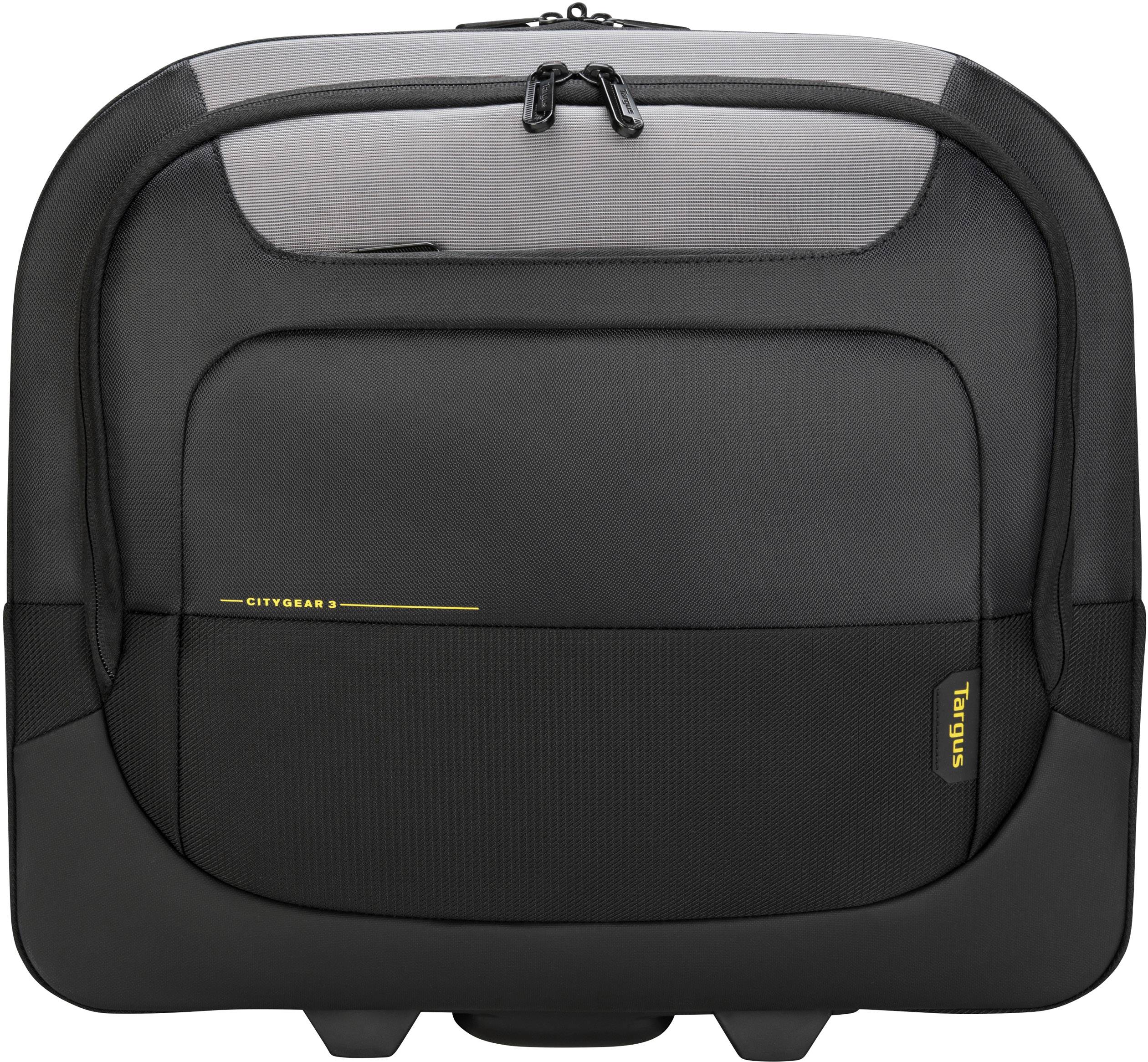 Čierna laptop taška s viacerými zipovými priehradkami a rukoväťou hore. Vhodná pre pracovné cesty alebo každodenné použitie v kancelárii.