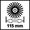 Symbol brúsneho alebo rezného nástroja s priemerom 115 mm.