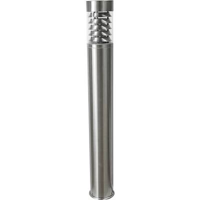 Valcová nerezová lampa s rebrovaným ochranným krytom, vhodná do exteriéru.