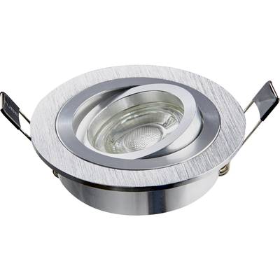 Kruhový LED zapustený bodový reflektor z kovu s nastaviteľnou šošovkou, vhodný na montáž do stropu na osvetlenie.