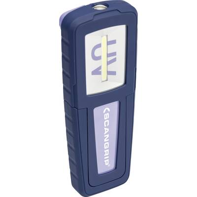 UV ručný skener so svetlomodrým krytom. Na prednej strane je napísané 'UV' a 'Scangrip'.