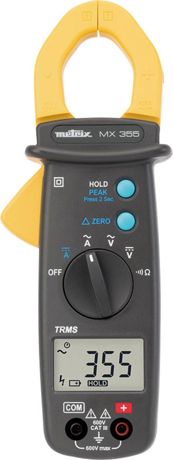 Metrix MX 355 digitálne/y prúdové kliešte, CAT III 600 V, Displej (counts): 6000