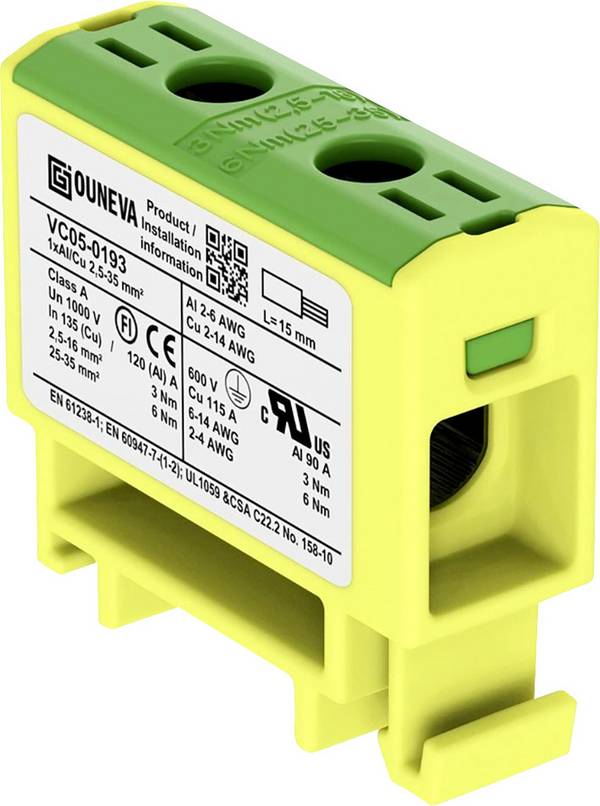 Ouneva Group VC05-0193 blok rozvádzača skrutkovací žltozelená 1 ks