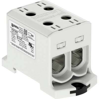 Elektrický konektor s popisovanými prípojkami a technickou špecifikáciou vytlačenou na boku.