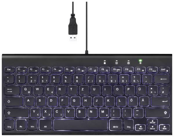 Perixx PERIBOARD-429 DE USB klávesnica nemecká, QWERTZ čierna podsvietenie